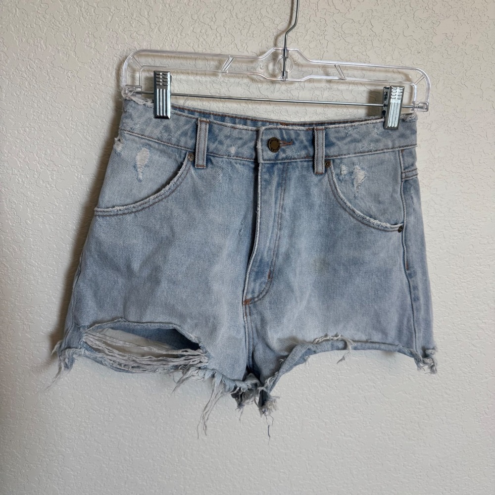 High Rise Distressed Denim Rolla's Cutoff Shorts Size 26 Light Wash